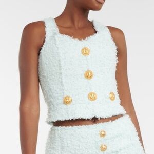 Balmain blue Top corset with Gold Zipper new with tags size 40